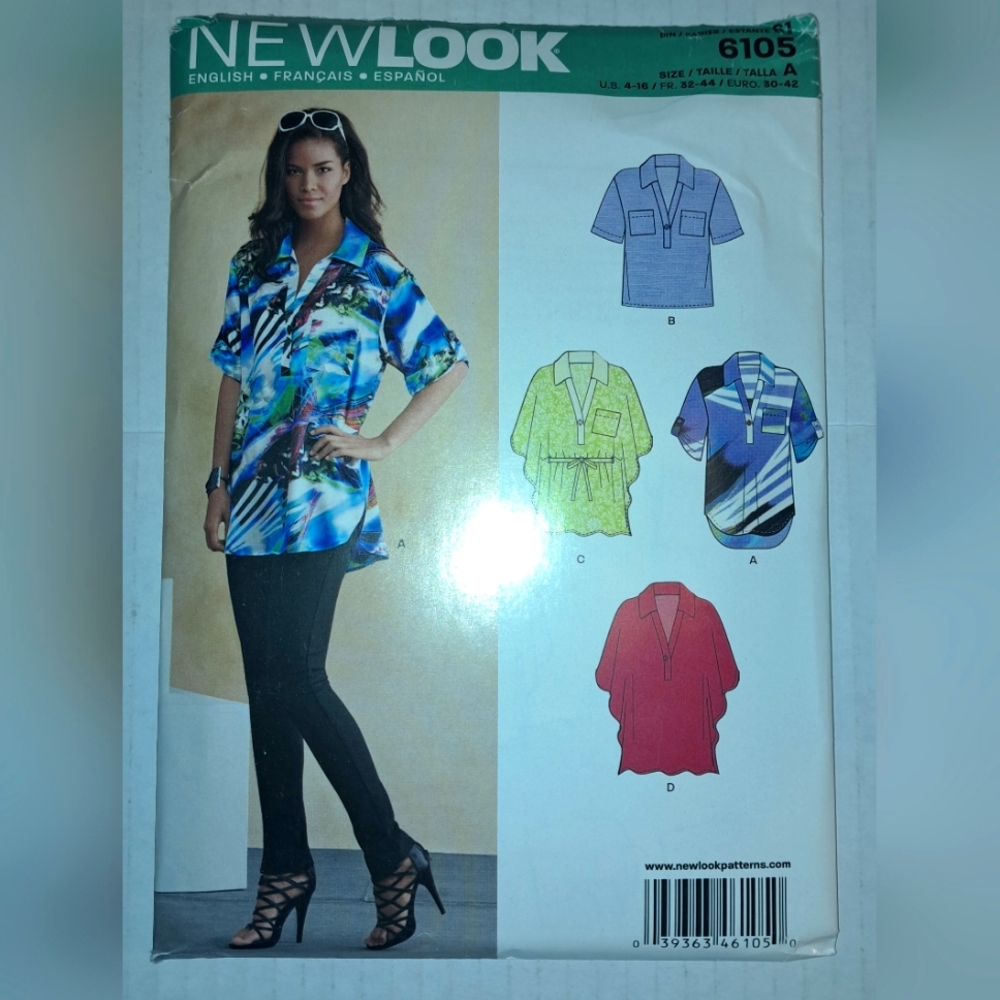 New Look 6105 Misses Loose Polo Shirt with Cinch Variations Sz 4-16 Uncut